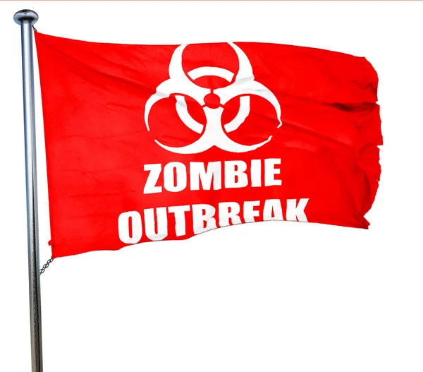Zombie virus concept background, 3D rendering, una bandera ondeante roja — Foto de Stock