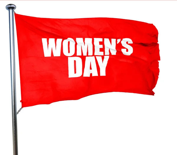 여자 날, 3d 렌더링, 붉은 깃발을 흔들며 — 스톡 사진