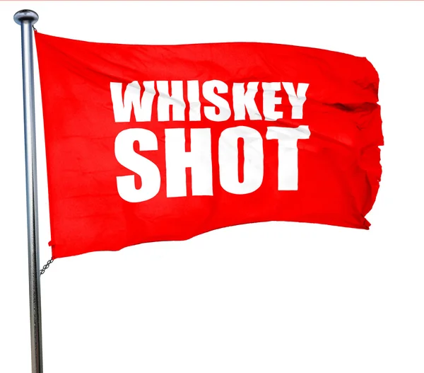 Whisky shot, renderização 3D, uma bandeira acenando vermelho — Fotografia de Stock