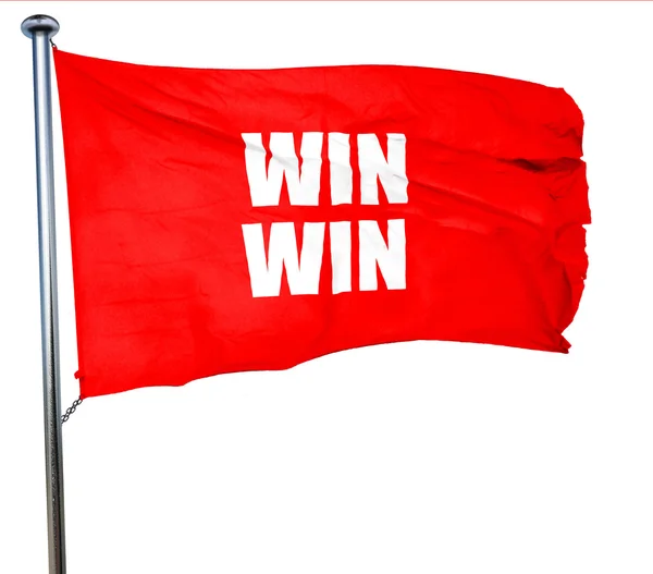 Win win, 3d-leképezést, egy piros zászló integet — Stock Fotó