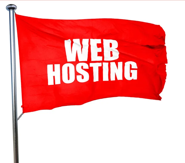 Webhosting, 3D-rendering, een rode vlag zwaaien — Stockfoto