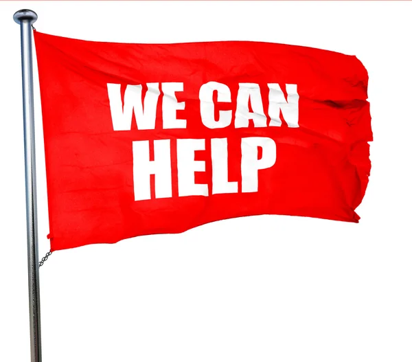 We can help, 3D rendering, a red waving flag — Stock Photo, Image