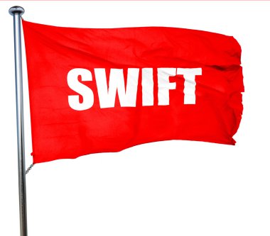 Swift, 3d render, bir kırmızı bayrak sallıyor