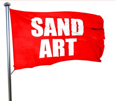 Kum Sanat, 3d render, bir kırmızı bayrak sallıyor
