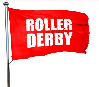 paten yarışı, 3d render, bir kırmızı bayrak sallıyor