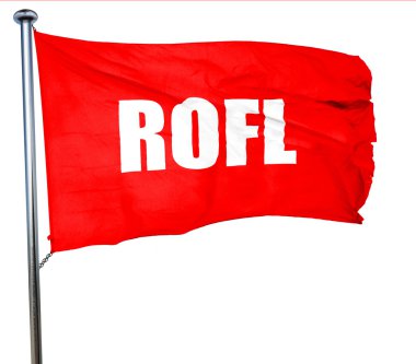 rofl Internet argo, 3d render, bir kırmızı bayrak sallıyor