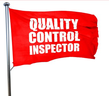 kalite kontrol Müfettiş, 3d render, bir kırmızı bayrak sallıyor