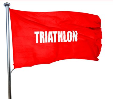 triatlon kayıt arka plan, 3d render, bir kırmızı bayrak sallıyor