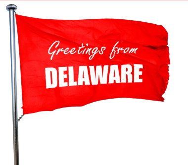 Delaware, 3d render, bir kırmızı bayrak sallayarak selamlar