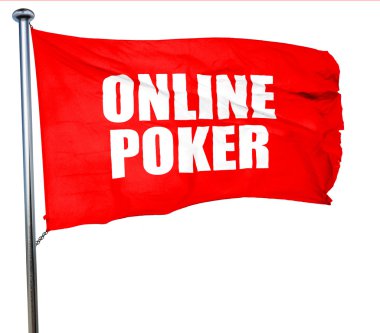 Online poker, 3d render, bir kırmızı bayrak sallıyor
