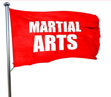 Dövüş sanatları, 3d render, bir kırmızı bayrak sallıyor