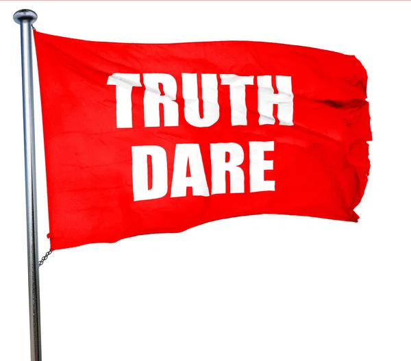 Αλήθεια ή θάρρος, 3d rendering, ένα κόκκινο κυματίζει σημαία — Φωτογραφία Αρχείου