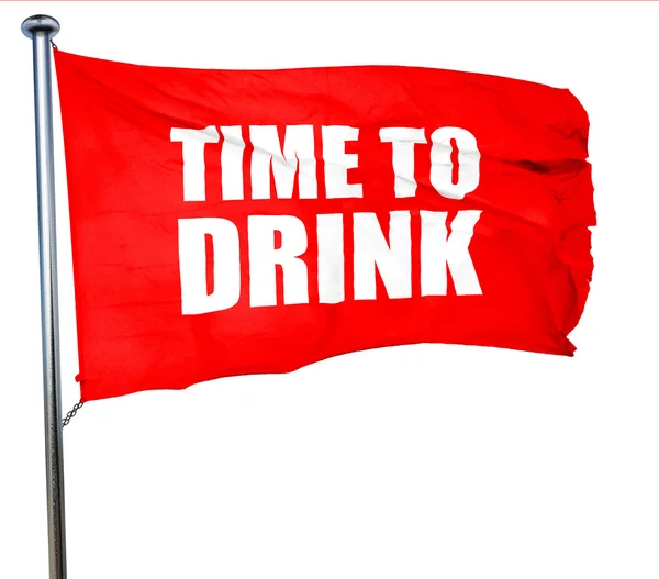 Zeit zum Trinken, 3D-Darstellung, eine rote Flagge schwenken — Stockfoto