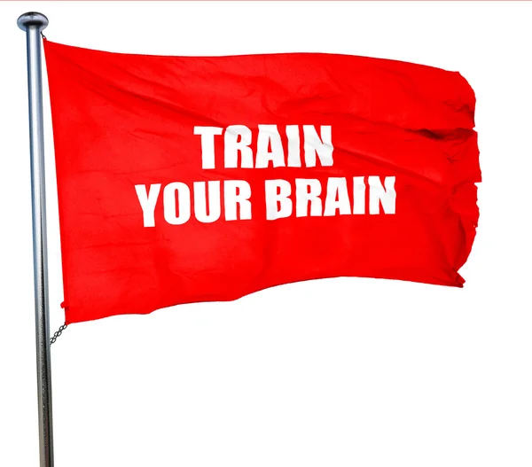 Εκπαιδεύσει τον εγκέφαλό σας, 3d rendering, μια κόκκινη σημαία κυματίζει — Φωτογραφία Αρχείου