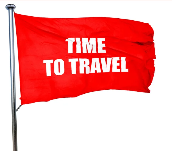 Time to travel, 3D rendering, a red waving flag — Stock Photo, Image