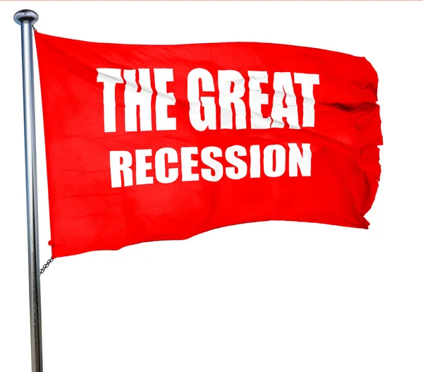 Recesszió jel háttér, 3d-leképezést, egy piros zászló integet — Stock Fotó