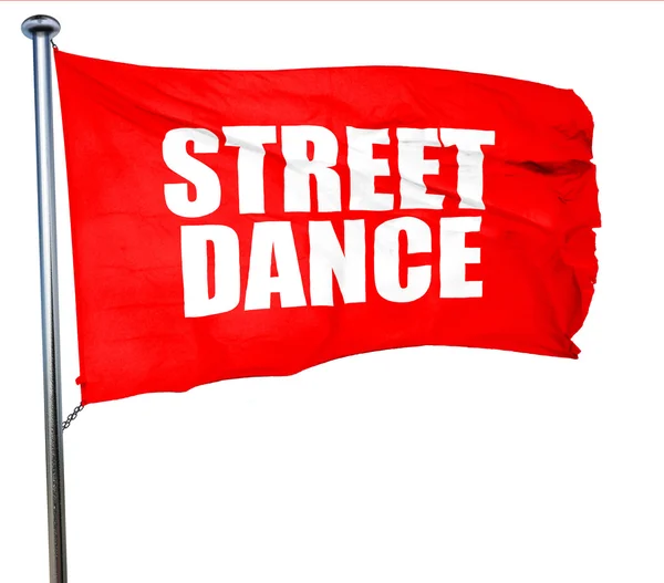 Street dance, 3D rendering, a red waving flag — Stock Photo, Image