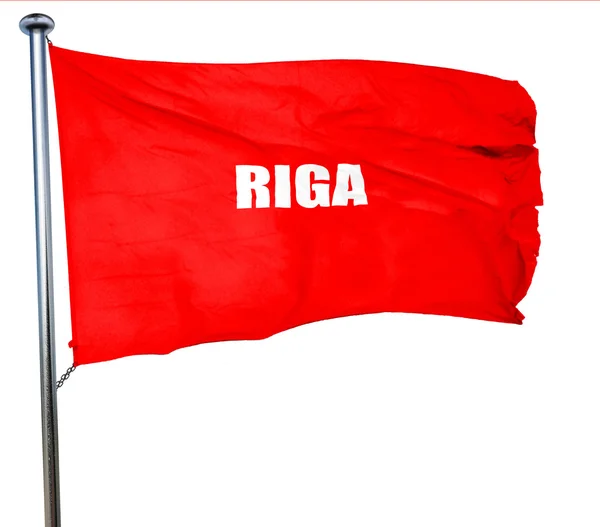 リガ、3 d レンダリング、赤い旗を振って — ストック写真