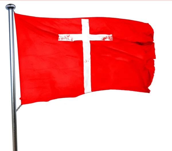 Christian krzyż ikona, renderowania 3d, czerwony flaga macha — Zdjęcie stockowe