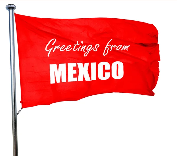 来自墨西哥，3d 渲染，挥舞着国旗的红色的问候 — 图库照片