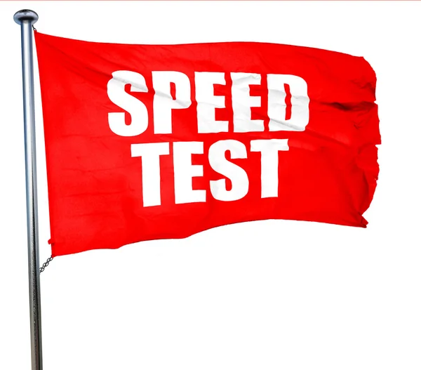 Test di velocità, rendering 3D, bandiera rossa sventolante — Foto Stock