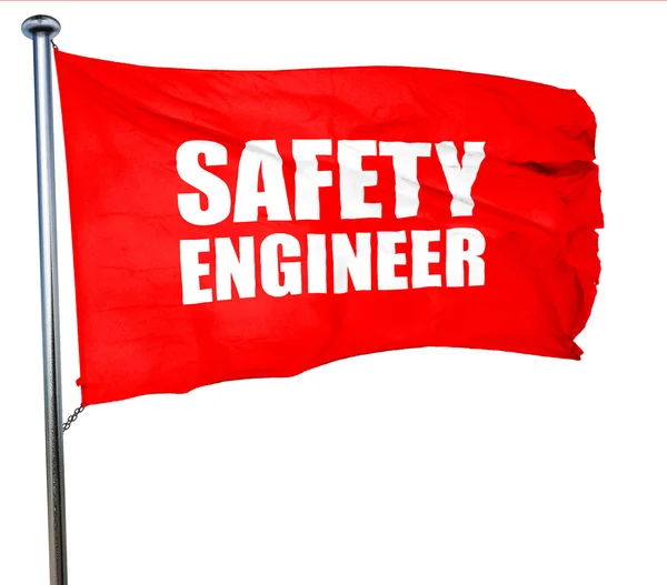 Inżynier bezpieczeństwa, renderowania 3d, czerwony macha flagą — Zdjęcie stockowe