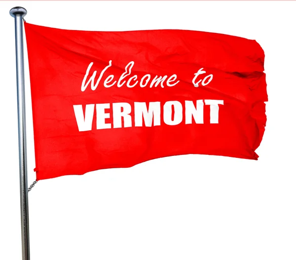 欢迎来到佛蒙特州，3d 渲染，挥舞着国旗红 — 图库照片