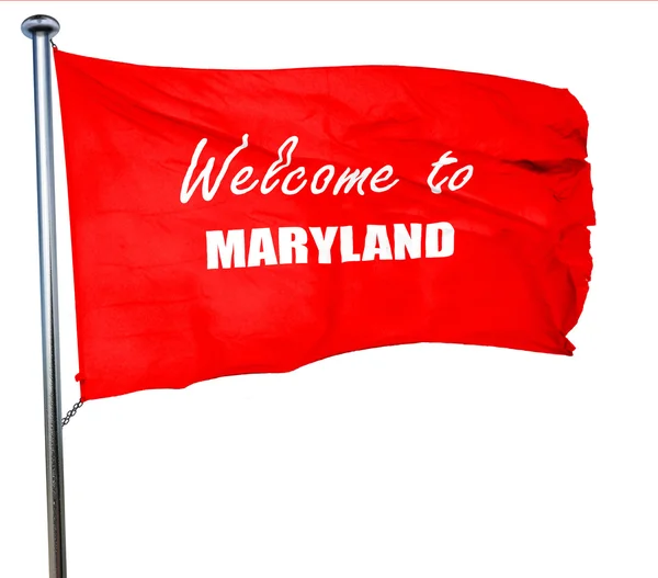 Welcome to maryland, 3D rendering, a red waving flag — Stock Photo, Image