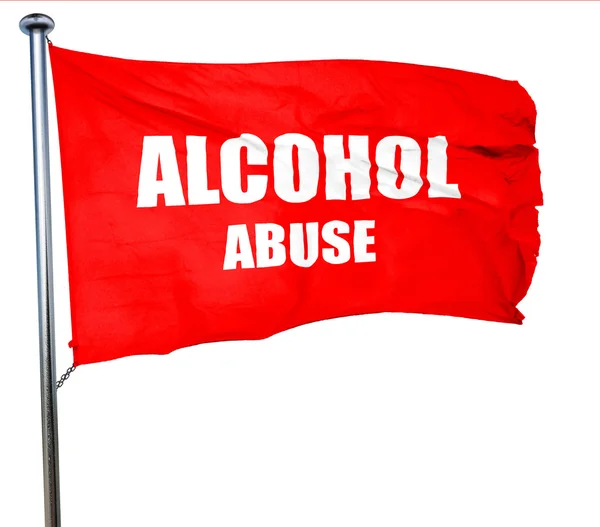알코올 남용 서명, 3d 렌더링, 빨간색 흔들며 깃발 — 스톡 사진