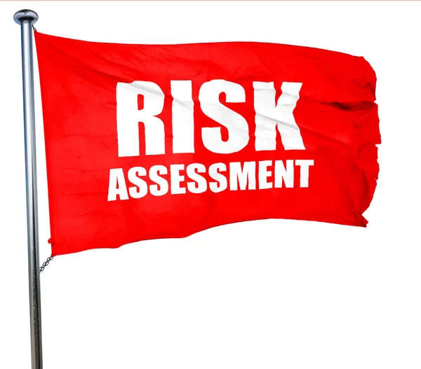 Valutazione dei rischi, rendering 3D, bandiera rossa — Foto Stock
