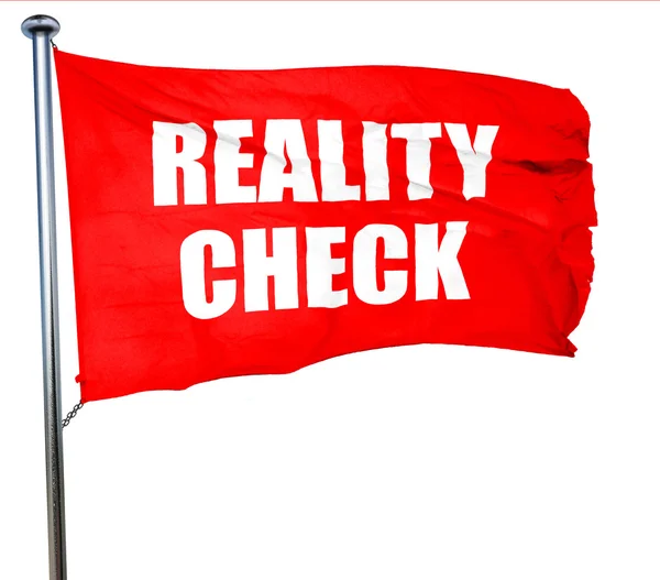 Reality check, 3D rendering, a red waving flag — Stock Photo, Image