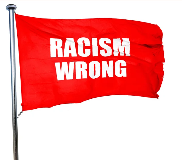 Racism wrong, 3D rendering, a red waving flag — Stock Photo, Image