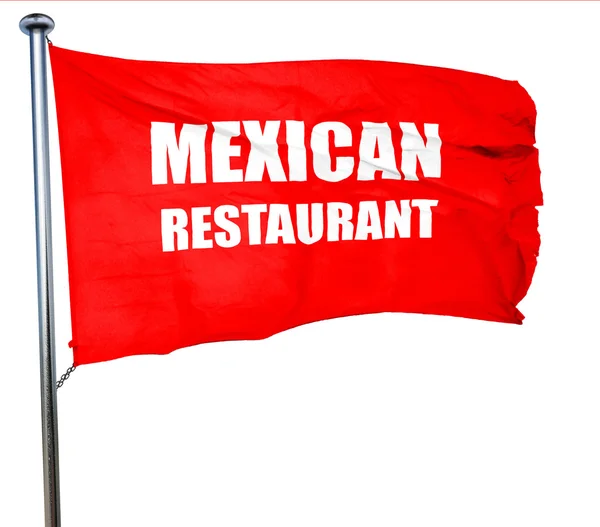Delicious mexican cuisine, 3D rendering, a red waving flag — Stock Photo, Image