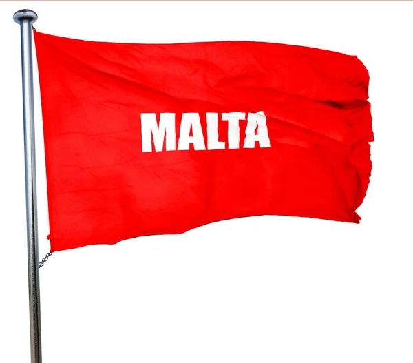 Pozdrowienia z Malty, renderowania 3d, czerwony macha flagą — Zdjęcie stockowe