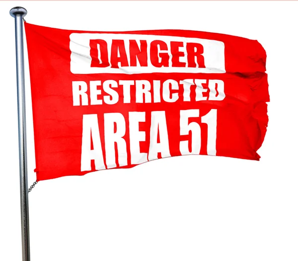 Area 51, rendering 3D, bandiera rossa sventolante — Foto Stock