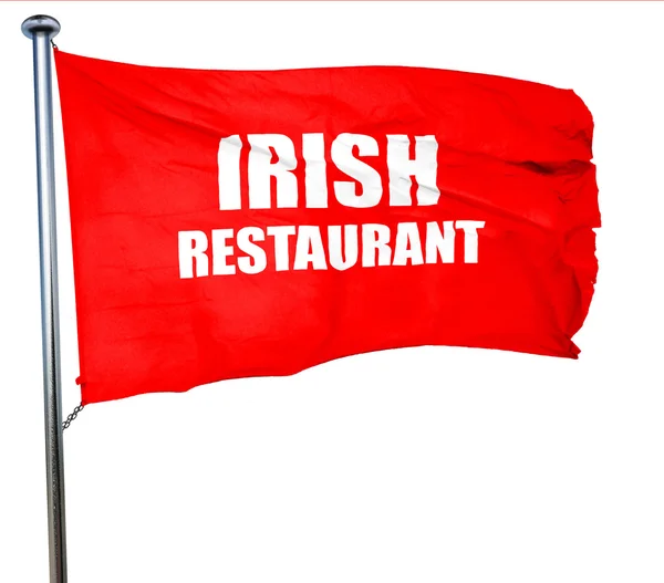 Delicious irish cuisine, 3D rendering, a red waving flag — Stock Photo, Image