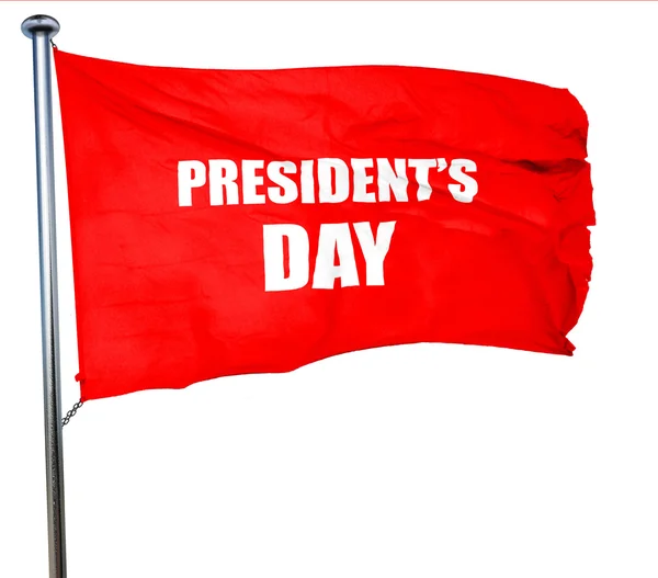 Prezidenti den, 3d vykreslování, červené mává vlajkou — Stock fotografie