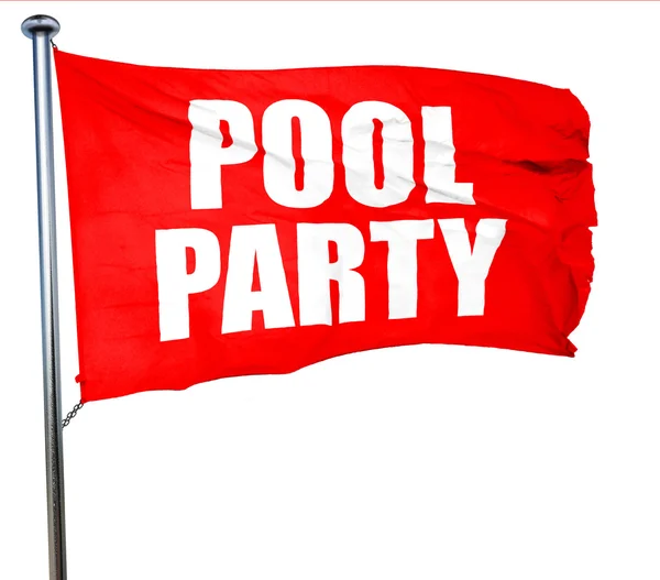 Pool party, rendu 3D, un drapeau rouge — Photo