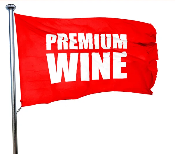 Premium wine, 3D rendering, a red waving flag — Stock Photo, Image