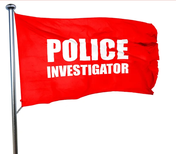 Police investigator, 3D rendering, a red waving flag — Stock Photo, Image