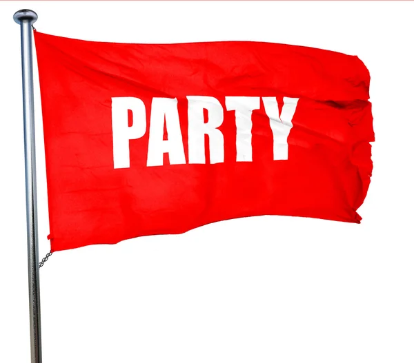 Party, 3D rendering, a red waving flag — Stock Photo, Image