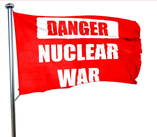 Nuclear danger background, 3D rendering, a red waving flag — Stock Photo, Image