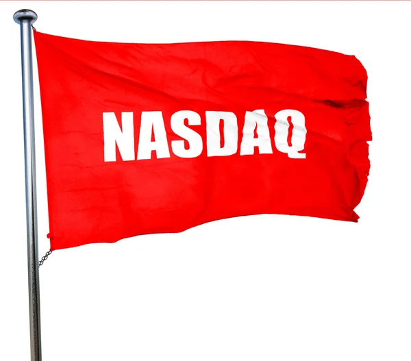 Nasdaq, 3D rendering, a red waving flag — Stock Photo, Image