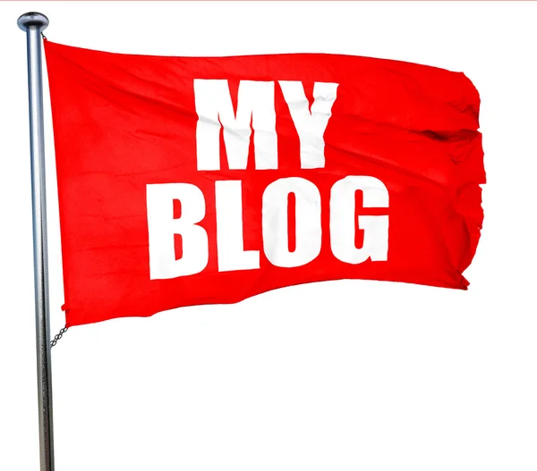 Mein Blog, 3D-Rendering, eine rote Flagge schwenken — Stockfoto