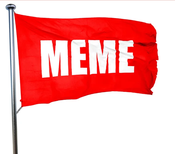Meme, rendering 3D, bandiera rossa sventolante — Foto Stock