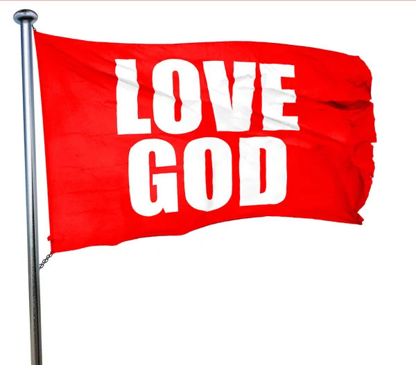 사랑 하는 하나님, 3d 렌더링, 빨간색 흔들며 깃발 — 스톡 사진