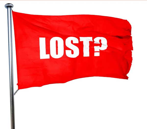 Lost, 3D rendering, a red waving flag — Stock Photo, Image