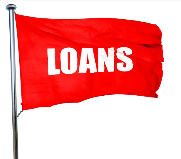 Loans, 3D rendering, a red waving flag — Stock Photo, Image