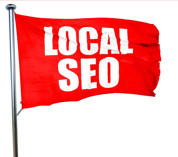 Local seo, 3D rendering, a red waving flag — Stock Photo, Image