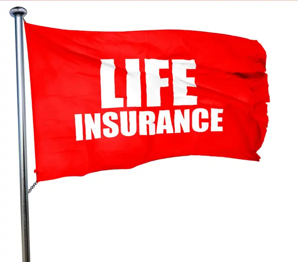 Lebensversicherung, 3D-Rendering, eine rote Fahne schwenkend — Stockfoto